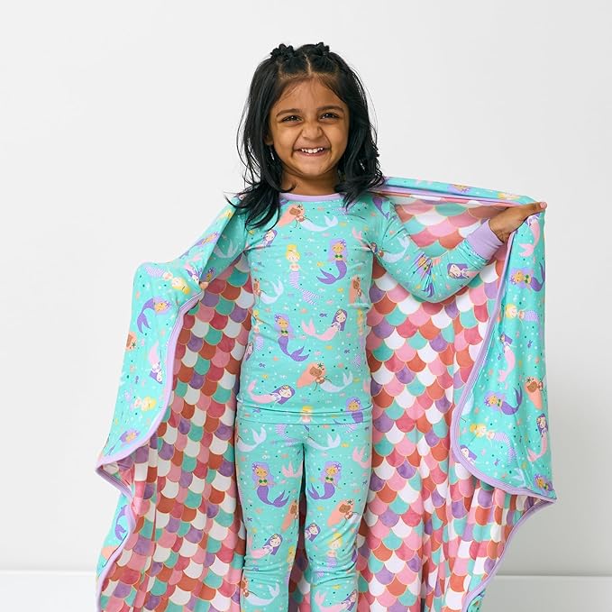 Little Sleepies Cloud Blanket, Soft Viscose from Bamboo Toddler & Baby Blanket for Boys & Girls, Lightweight, Perfect for Hot Sleepers, 50" x 50", Large (Mermaid Magic)