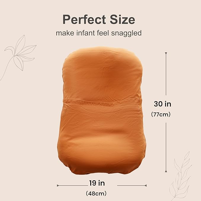 CooCooBaby Organic Infant Lounger, Baby Nest for Baby Girls & Boys, Newborn Essentials for Baby 0-12 Months, 100% Cotton (Golden Brown)