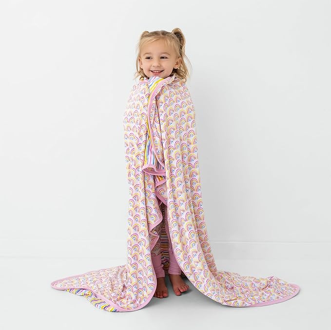 Little Sleepies Cloud Blanket, Soft Viscose from Bamboo Toddler & Baby Blanket for Boys & Girls, Lightweight, Perfect for Hot Sleepers, 50" x 50", Large (Pastel Rainbows)
