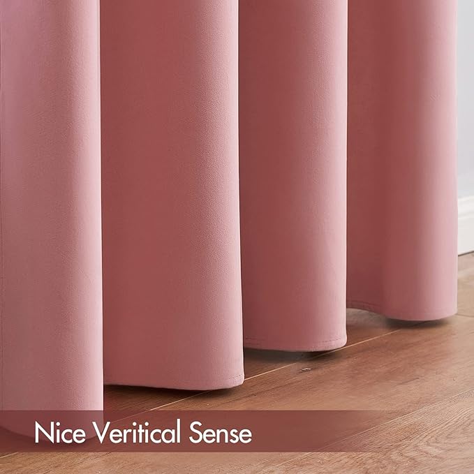 MIULEE Blush Pink Velvet Curtains Thermal Insulated Blackout Curtain Drapes for Bedroom Living Room Darkening 108 Inches Long Curtains Panels Rod Pocket Set of 2