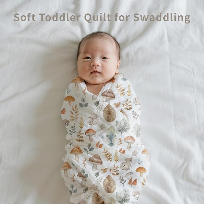 Muslin Swaddle Blankets 6-Layer Cotton Baby Blankets for Boys & Girls 43"X43"Inches Receiving Blankets,Soft Skin-Friendly Baby Crib Blanket,Breathable Quilt Bedspread(Autumn Forest)