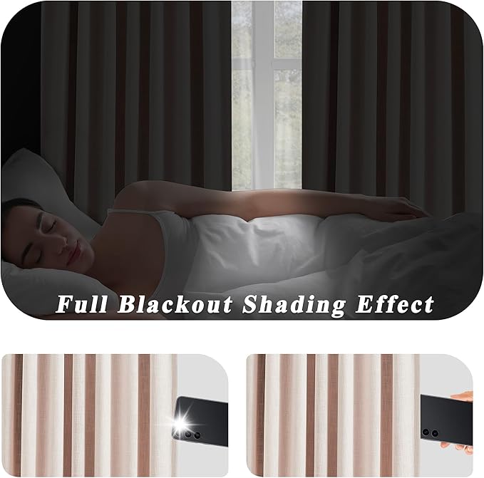 Pinch Pleated Blackout Curtain Panels with Full Blackout Liner Linen Texture Window Treatment Sets with Back Tab for Living Room Bedroom Thermal Insulated Drape with 12 Hooks, 60"x72"x1, Pink
