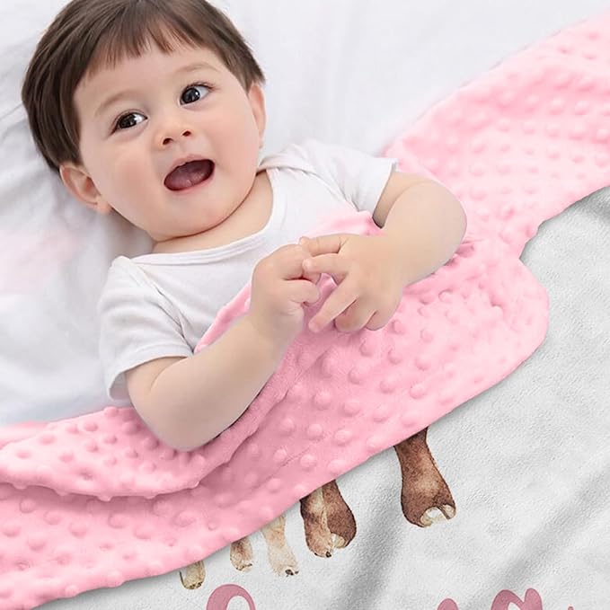 Personalized Baby Blankets for Boys Girls, Custom Name Pink Highland Cow Baby Blanket, Soft Receiving Blanket for Newborns and Toddlers, Ideal for Baby Showers and Nursery Decor