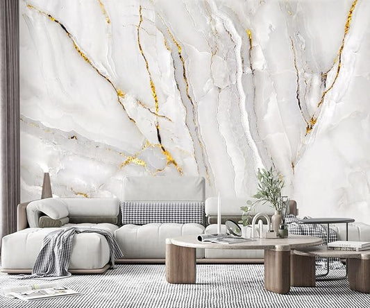 -Gold Marble Fabric Wallpaper Abstract Texture Mural Living Room 140" x 91" (Not Peel and Stick)
