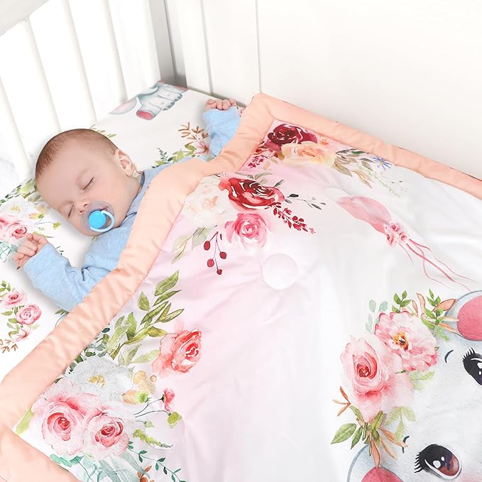 Baby Crib Bedding Set for Girls Boys, Soft Bedding Set with Comfort, Crib Skrit, Crib Sheet, Infant & Toddler Nursery Bed Set, Elephants