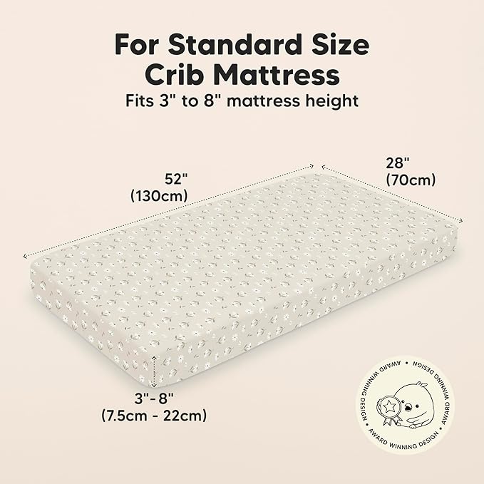 KeaBabies 2-Pack Baby Crib Sheets for Boys, Girls - 52x28 Viscose Derived from Bamboo Toddler Bed Sheets Neutral, Fitted Crib Mattress Cover for Standard Baby Bedding, Soft & Cozy (Daisies)