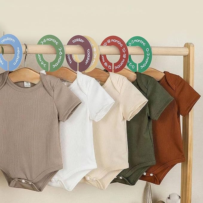 Baby Closet Dividers - Set of 8 Round Double-Sided Clothes Size Dividers from Newborn to Toddler, Gender-Neutral Baby Clothes organizer for nursery room decor