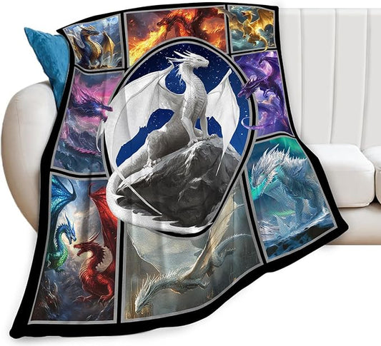 Dragon Blanket Dragon Decor Throw Blanket Super Soft Flannel Lightweight Fluffy Plush Cozy Fuzzy Fleece Gifts Blanket for Kids Boys Girls Women Adults for Bed Sofa 40"X50"