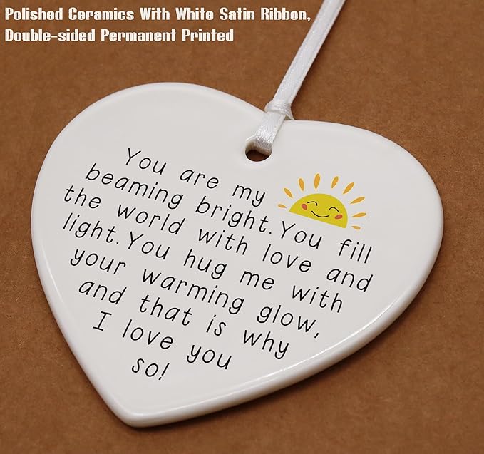 Heart Shaped Christmas Ornament-Mother’s Day Teacher Appreciation Gift-Thank You Present for Mentor Educator Instructor Mom Ceramic Keepsake Decor