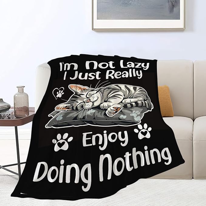 Cat Blanket Funny Cats Throw Blanket Animals Flannel Stuff Merch Cozy Decor Fleece Soft Plush Fuzzy Warm Lightweight Bedding Cats Lover Gifts for Women Men Girl Boy Couch Soft 60"X50"