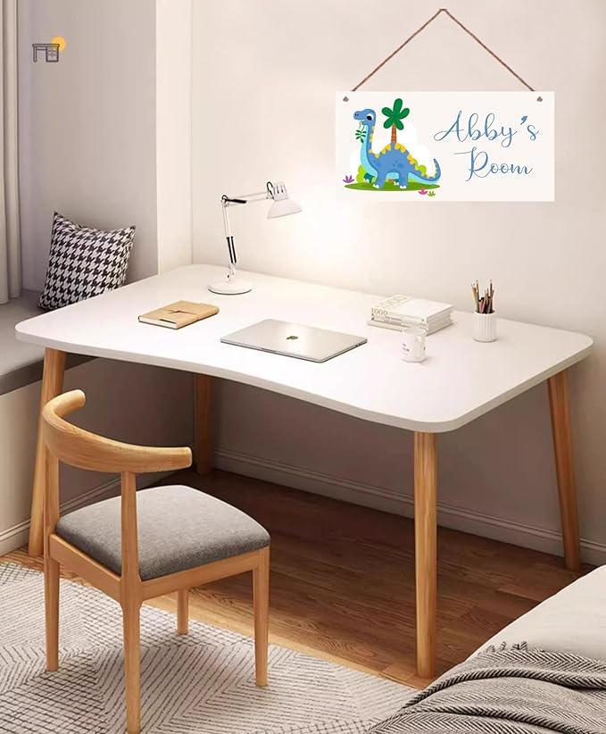 Personalized Cute Dinosaur Sign Cartoon Art Décor For Kids Room Custom Name Door Wall Decor For Little Man Cave Floral Nursery Art Plate For Boys Room Girls Bedroom
