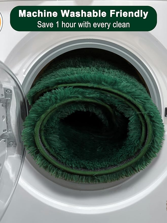 ONASAR Dark Green Round Area Rugs 6ft, Ultra Soft Bedroom Circle Rug for Kids Girls Teen Room, Furry Plush Shaggy Carpet Floor Mat for Baby Nursery Living Room Playroom Dorm Home Decor