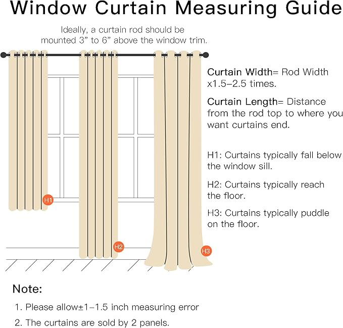 XiDi Biege Blackout Curtains 96 Inches Long for Bedroom Living Room 2 Panels Double Layer Curtains with Sheer Overlay Star Cut Out Wall Home Kid Girl Decor Thermal Grommet Window Drapes W52 X L96