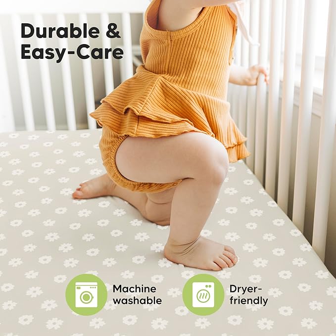 KeaBabies 2-Pack Baby Crib Sheets for Boys, Girls - 52x28 Viscose Derived from Bamboo Toddler Bed Sheets Neutral, Fitted Crib Mattress Cover for Standard Baby Bedding, Soft & Cozy (Meadow)