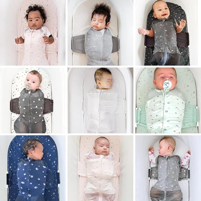 Happiest Baby SNOO Sleep Sack - 100% Organic Cotton Baby Swaddle Blanket - Doctor Designed Promotes Healthy Hip Development (Charcoal Stars, X-Large)