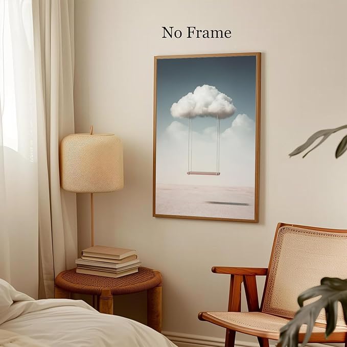 Clouds Canvas Wall Art Modern Abstract Prints Modern Clouds Wall Art White Clouds Poster Swing Wall Art Nature Landscape Prints Cloud Swing Wall Art Blue Sky Landscape Nature Art 16x24inch Frameless