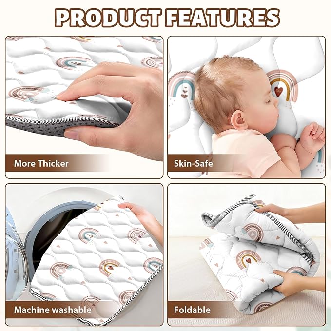 Baby Play Mat 71"x59" Extra Thick Foam Playmat - Water-Resistant Non-Slip Floor Mat & Cushioned Crawling Mat for Babies, Infants & Toddlers for Tummy Time(Rainbow)