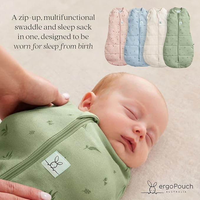 ergoPouch Cocoon Swaddle Sack 0.2 TOG - Baby Sleep Sack, Gentle Snug Fit Helps Calm Startle Reflex, Ideal for Arms In/Out Sleeping, Soft Breathable Fabric for Better Sleep (6-12 Months, Dragonflies)