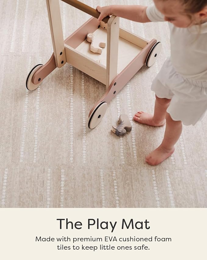 House of Noa Baby Play Mat – 4'x8' Toast Aspen – Set of 8 Tiles – Cushioned EVA Foam Play Mat for Floor, Soft Interlocking Baby Crawling Mats for Hard Floors