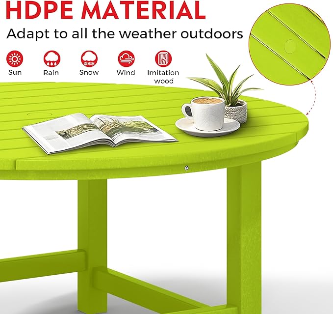 Costaelm Kids Dinner Table, Toddler Play Desk Student Desk Outdoor Childrens Picnic Tables for Children Arts & Crafts, Snack Time, Multi-Activity Table for Ages 2-8 in Home/Outside, Lime