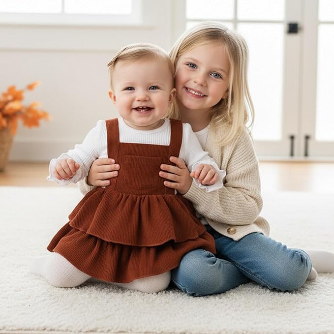 YOUNGER TREE Newborn Baby Girl Fall Winter Outfits Long Sleeve Romper Corduroy Overall Dress Infant Skirt Clothes Sets
