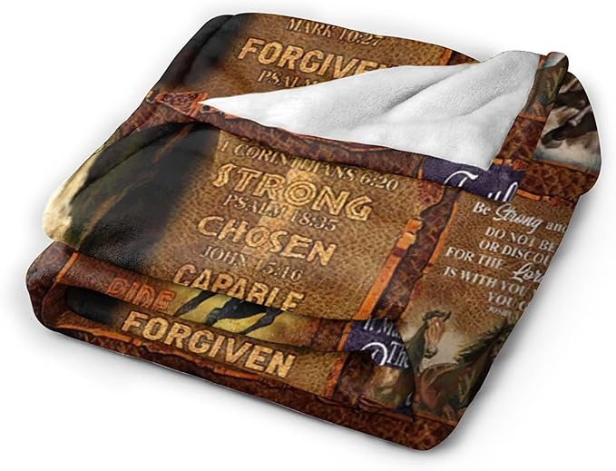 Horse Blanket Throws Horse Gifts Christian Horse Throw Blanket for Girls Women Kids Adults Soft Warm Cozy Fleece Blanket for Couch Sofa Bed 80"x60"