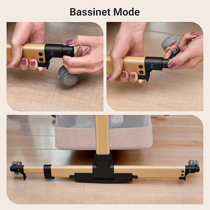 Soobaby Baby Crib Baby Bassinet Bedside Crib Adjustable Portable Bed for Infant,co Sleeping Bassinet Newborn Must Have Bed (Beige)