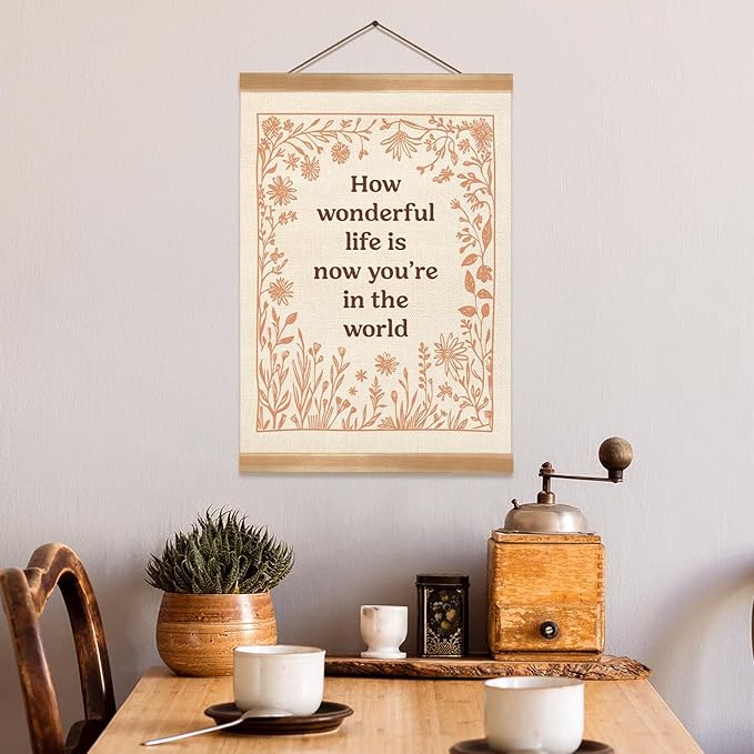 ZTGDA How Wonderful Life is Now Wall Art Decor, Boho Wall Poster,Boho Canvas Hanging Banner Wall Decor for Nursery Playroom Kids Room Home, Office12x16inch