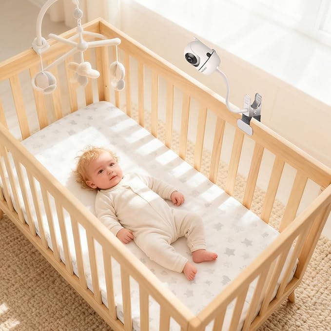 Baby Monitor Mount Compatible with HelloBaby for HB6550/ HB6560/ HB65/ HB6351/ HB40/ HB6339/ HB6336, ANMEATE SM935E Monitor, Adjustable Baby Monitor Stand Flexible Clip Clamp Mount No Drilling