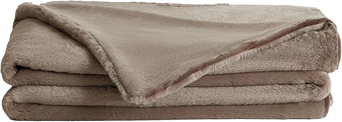 UnHide Lil’ Marsh - Faux Fur Blanket - Durable, Lightweight, Extra Soft Blanket - Machine Washable - Add a Layer of Softness to Any Bed, Couch, or Reading Chair - Taupe Ducky, Medium (60" x 80")