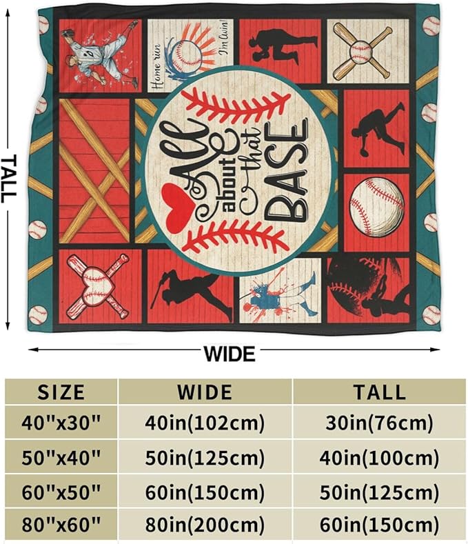 Baseball Fleece Throw Blanket Fuzzy Plush Super Soft Cozy Warm Blanket Baseball Sports Stuff Bedding Blankets Gifts for Boys Girls Kids Adult Men Women 50"X60"