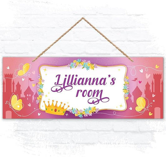 Custom Girl/Boy Name Sign Personalized Children Decor Sign For Kids Bedroom,Castle Tent, Christmas And Wall Sign 5x13 Inches, ACM, Made in USA