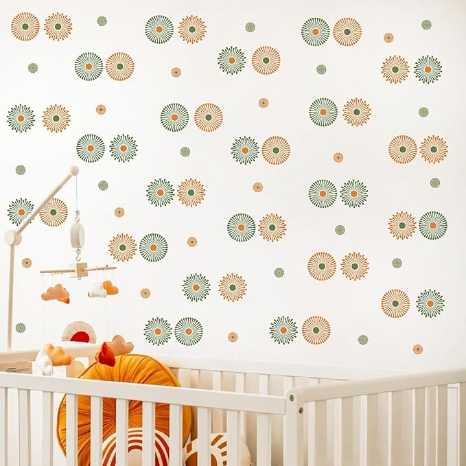 Boho Sun Wall Stickers Small Sunshine Wall Stickers Vintage Sun Wall Decals Peel and Stick Suns Pattern Stickers Cute Bohemian Sun Decals for Kids Room Nursery Bedroom Playroom Decor