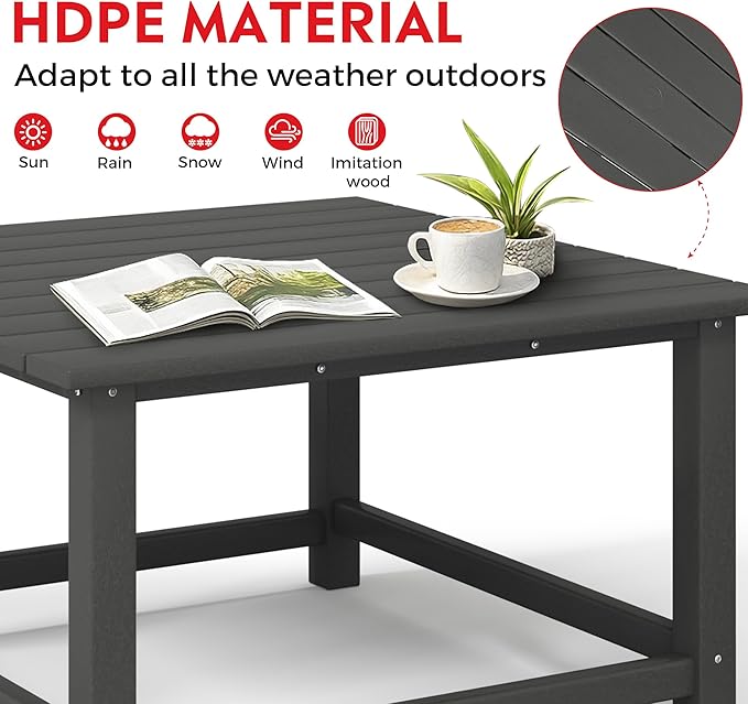 Costaelm Outdoor Kids Table, Toddler Dinner Table Baby Desk Outdoor Childrens Party Tables for Arts & Crafts, Snack Time, Multi-Activity Desk for Ages 2-8 in Classroom/Outside, Gray