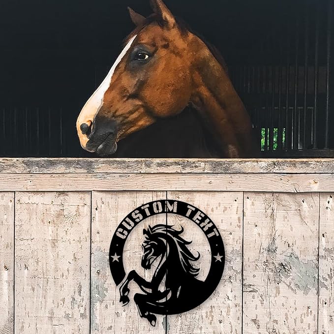 Personalized Horse Metal Sign – Handcrafted Horse Head Wall Art- Perfect Decor for barns, stables, porches, hallways, living rooms, or bedrooms