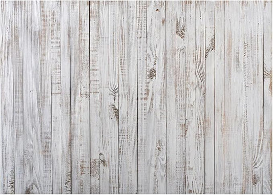 WOLADA 10x8FT Vintage Wood Backdrop Retro Rustic White Gray Wooden Floor Backdrops for Photography Kids Adult Photo Booth Video Shoot Vinyl Studio Prop 11890