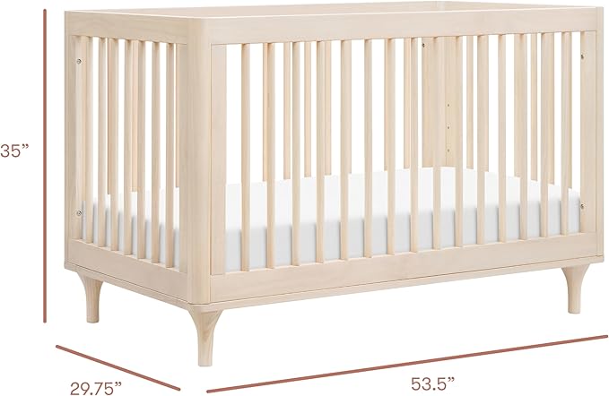 babyletto Lolly 3-in-1 Baby Crib Convertible to Toddler Bed & Daybed - GREENGUARD Gold Certified - 4 Adjustable Heights - Includes Toddler Conversion Kit - Made of 100% Solid Wood - Washed Natural