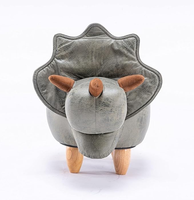 Home 2 Office Dinosaur Ottoman with Storage for Bedroom, Playroom, Nursery or Recreation Room Decor, Soft Animal-Shaped Ottoman with Wooden Legs
