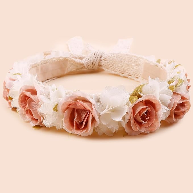 Hairband, 2pcs Children Girl Lace Headbands with Flower, Adjustable Hair Accessories Gift for Children (lace-9)