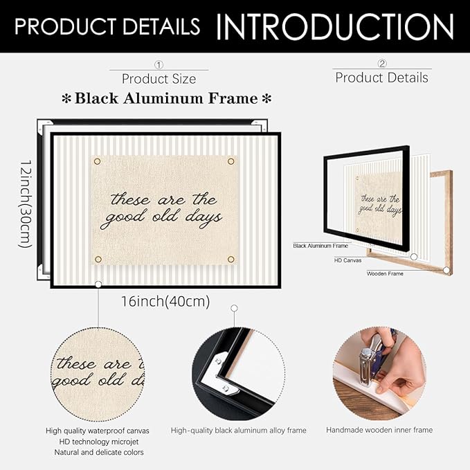 These Are the Good Old Days Wall Art Inspirational Quotes Poster 12x16 inch Black Framed Modern Minimalist Positive Affirmations Canvas Prints for Office Bedroom Wall Decor