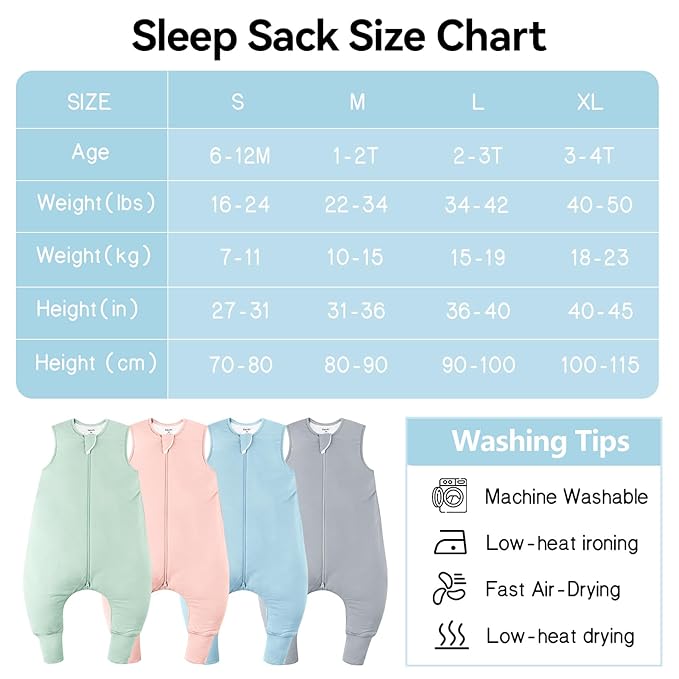 Rayon Made From Bamboo Sleep Sack 24-36 Months 0.5 Tog Ultra Soft Summer Toddler Sleep Sack 2t-3t with Feet 2-Way Zipper Lightweight Sleeping Bag Baby Wearable Blanket (2 Pack)-Green & Blue