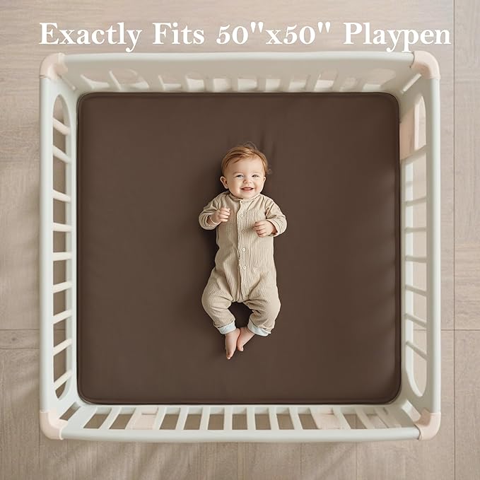PapaMama Ultra Soft Baby Play Mat for Floor, 1.3" Thick Memory Foam 50x50 Playpen Mat with Non-Slip Backing, Coral Velvet Child Nursery Rug, Tummy Time & Crawling & Yoga Mat for Infant, Toddlers, Kids