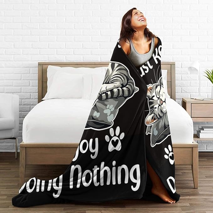 Cat Blanket Funny Cats Throw Blanket Animals Flannel Stuff Merch Cozy Decor Fleece Soft Plush Fuzzy Warm Lightweight Bedding Cats Lover Gifts for Women Men Girl Boy Couch Soft 80"X60"