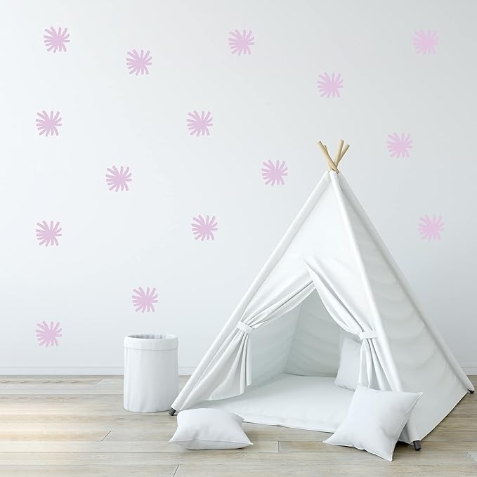 Decalcomania Pastel Purple Stars Wall Decor by Robin Zingone - Set of 18 Danish Pastel Room Decor Flower Wall Decals Removable Peel and Stick Wall Stickers - 4.7" Aesthetic Room Decor