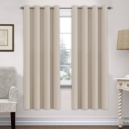 H.VERSAILTEX Ultra Soft Microfiber Thermal Insulated Antique Copper Grommet Blackout Curtains/Window Treatment Draperies 52 by 72 - Inch for Living Room/Bedroom, Set of 2 - Fog