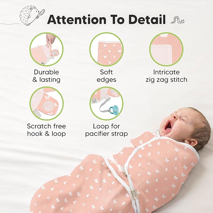 KeaBabies 3-Pack Organic Baby Swaddle Sleep Sacks - Swaddles for Newborns, Infant 0-3 Months, Baby Girls, Boys, Soft & Snug Newborn Sleep Sack, Nursery Swaddling Blankets (Butterflies)