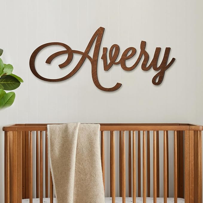 Personalized Name Sign for Nursery - Custom Wooden Name Signs for Kids Room, Personalized Nursery Name Sign - Perfect Baby Room Decor, Wall Name Decoration & Wedding signs, Family Name Signs (Single Name)
