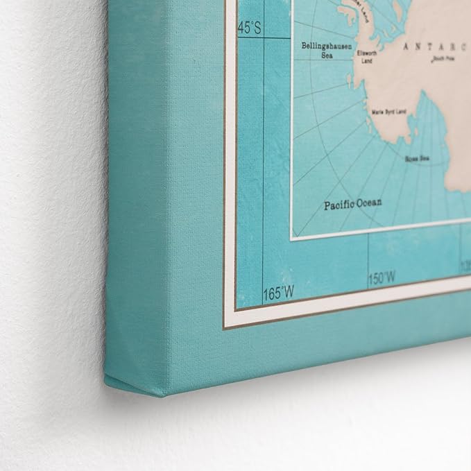 Canvas World Map with Cork Pin Board - English Lettering - Decorative Wall Decoration for All Rooms - Canvas Pictures with World Map Motif (70x50 cm, Pattern 10)