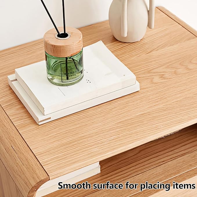 Solid Wood Nightstand Set of 2, Mid Century Modern Nightstands with Drawer, Small Nightstand with Open Storage, Small Bedside Table for Bedroom, Dormitory(Natural Wood Color)