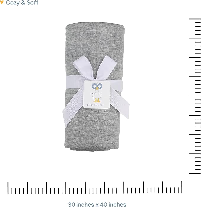 GooseWaddle Luxury Knit Baby Blanket (30”x40”), Premium Comfort from Ultra Soft Fabrics That Get Softer with Use, Perfect for Any Infant Nursery, Boy or Girl, Machine Washable (Gray)